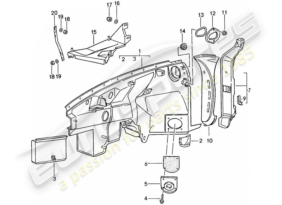 porsche 1994 (993) wheel housing part diagram