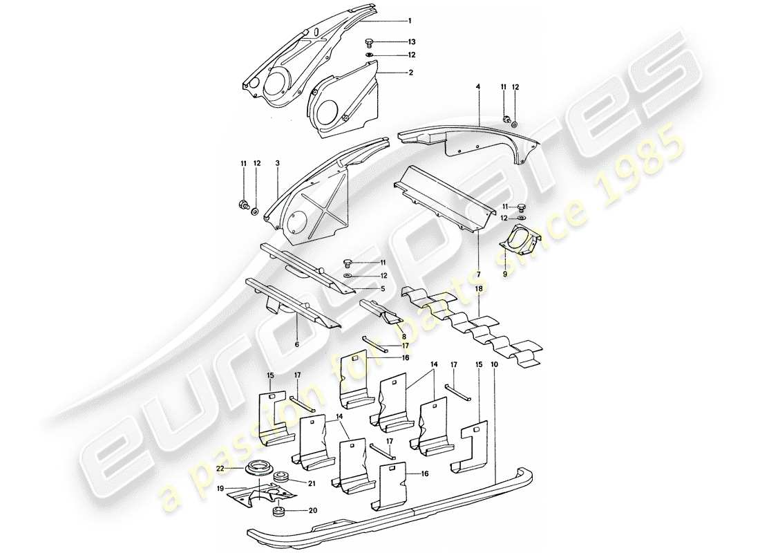 porsche 1976 (911) air duct - engine cover part diagram