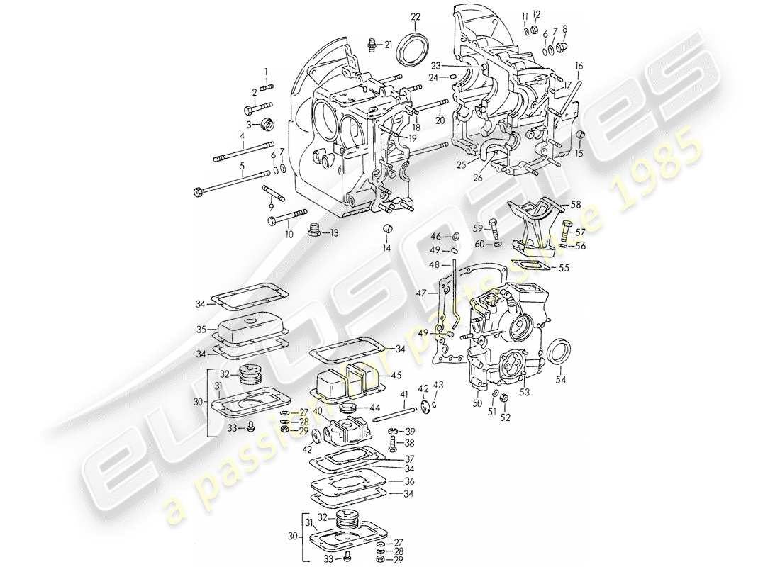 porsche 1963 (356b/356c) crankcase parts diagram