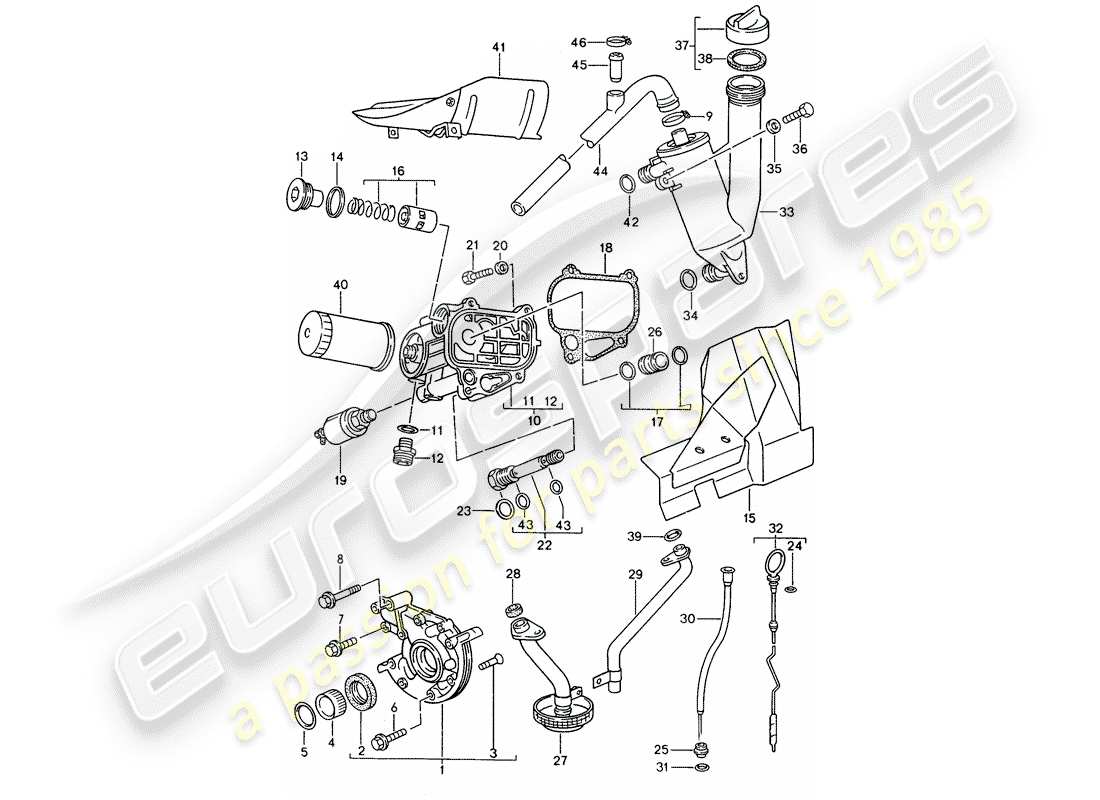 porsche 1991 (944) engine lubrication parts diagram
