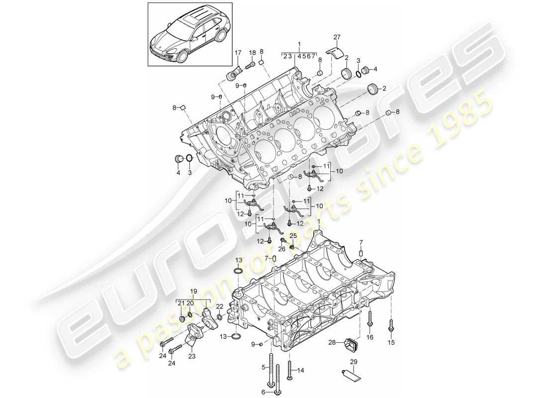 porsche cayenne e2 (2015) crankcase parts diagram