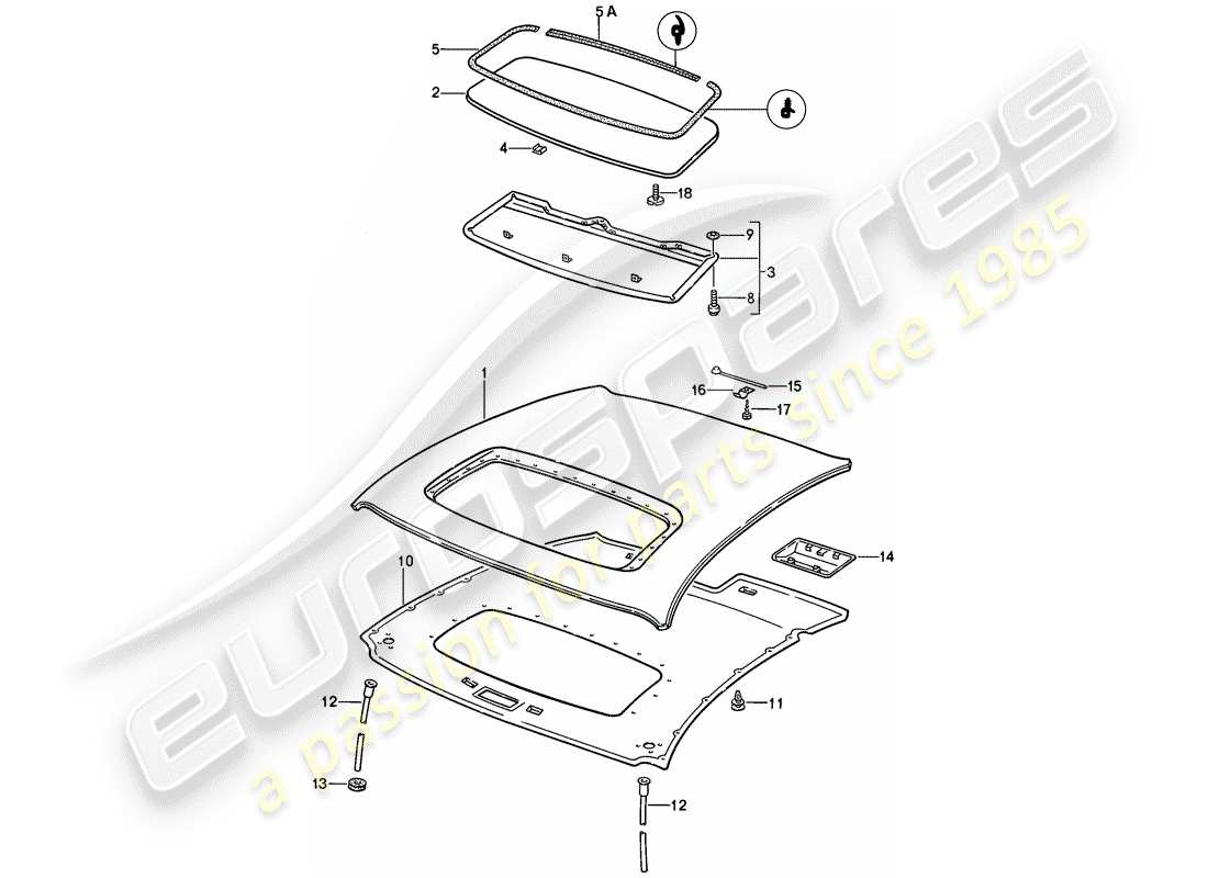 porsche 1985 (928) sunroof part diagram