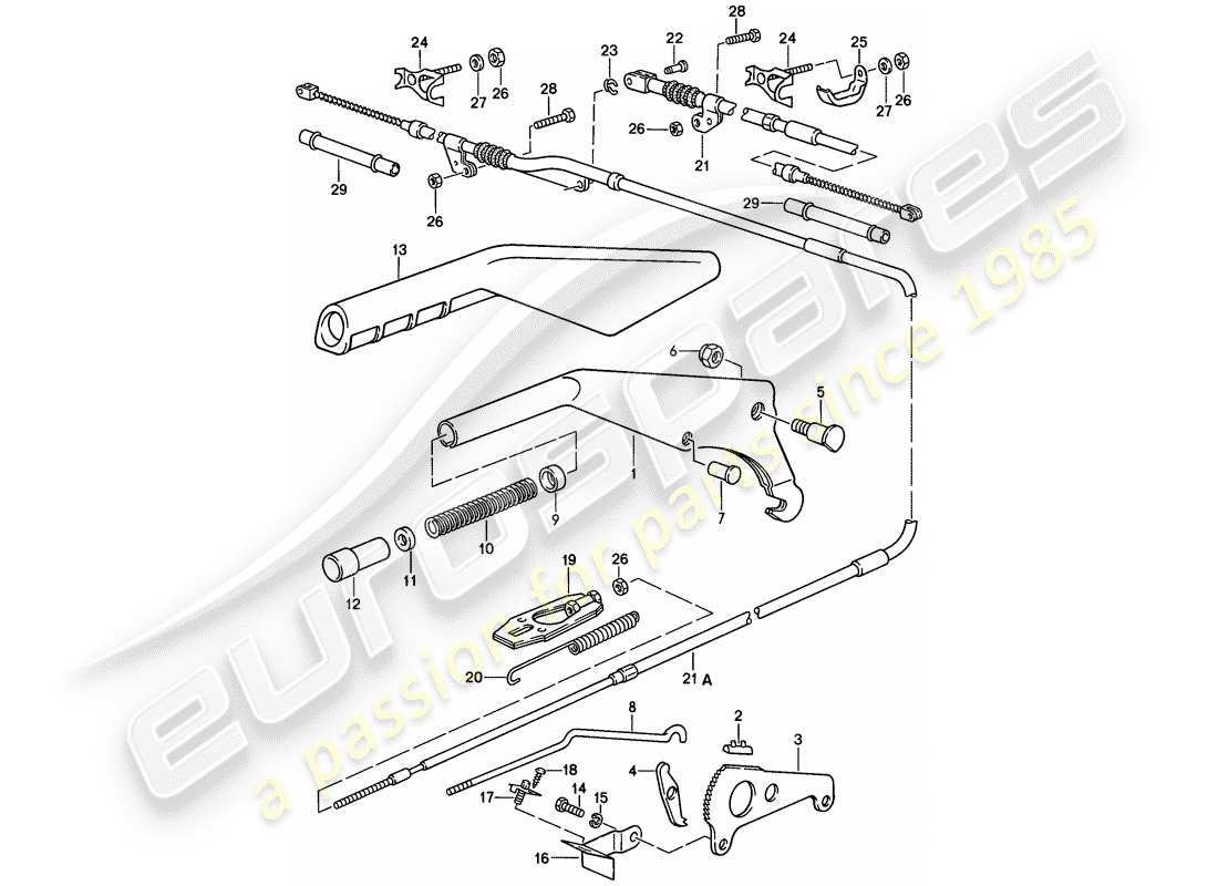 porsche 1986 (928) actuator - handbrake part diagram