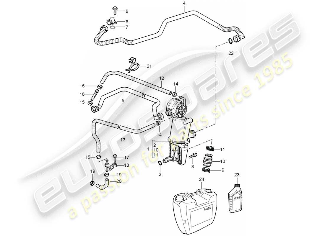 porsche 1999 (996) crankcase - oil separator parts diagram