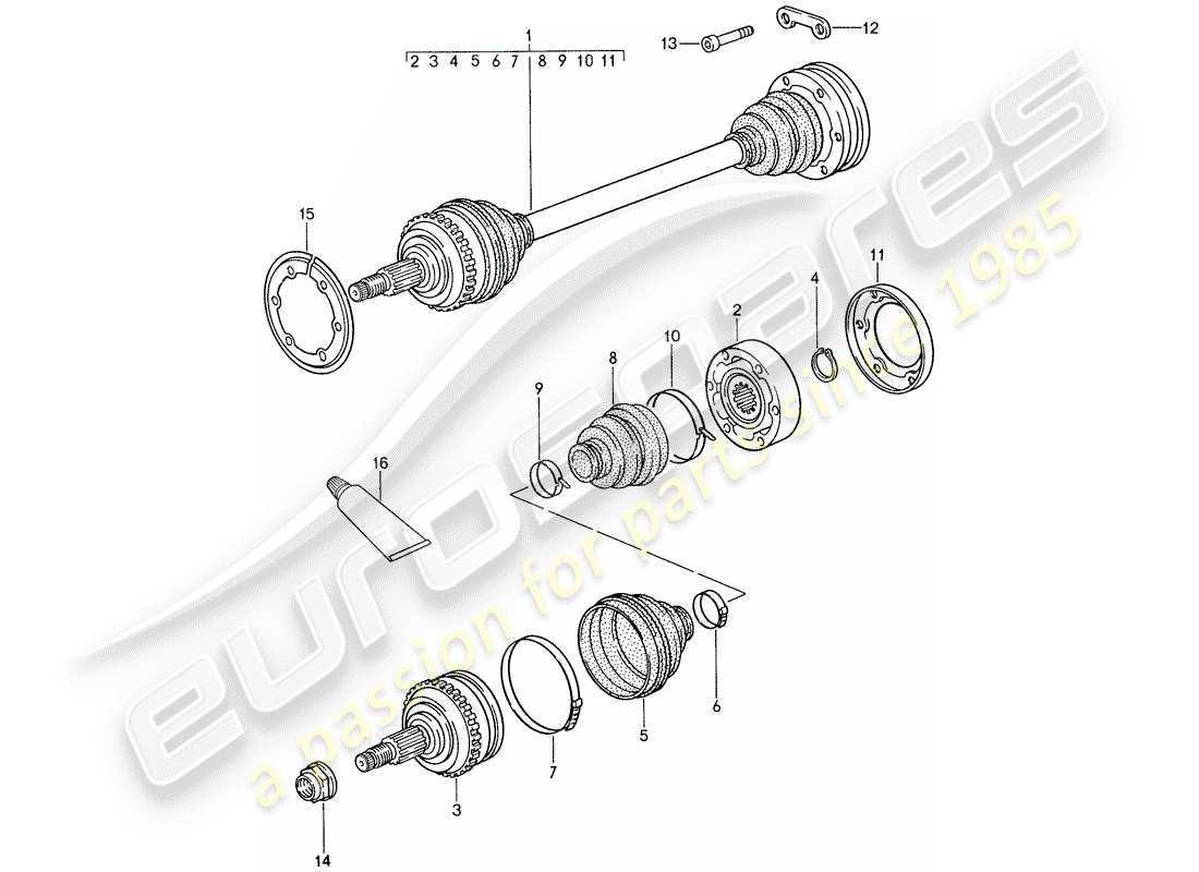 porsche 1987 (959) drive shaft part diagram