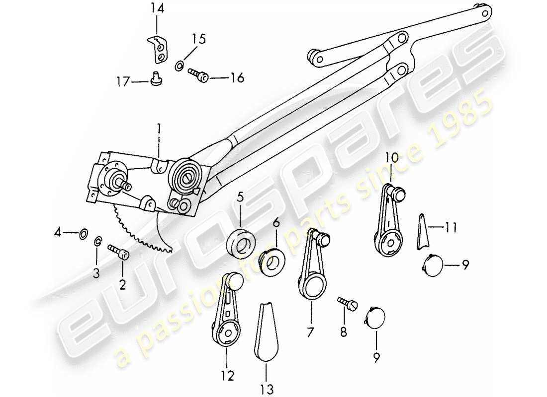porsche 1966 (911/912) window regulator - mechanical - to fit use workshop material part diagram