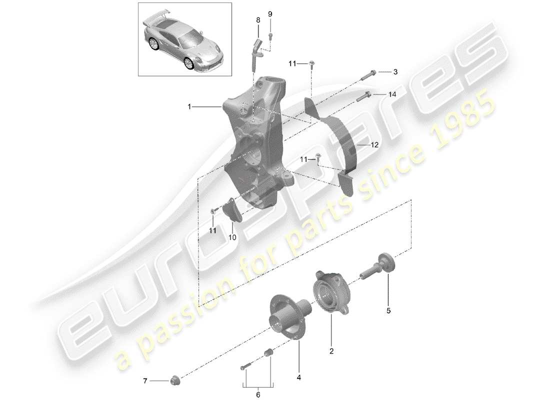 porsche 991 turbo (2014) wheel carrier part diagram
