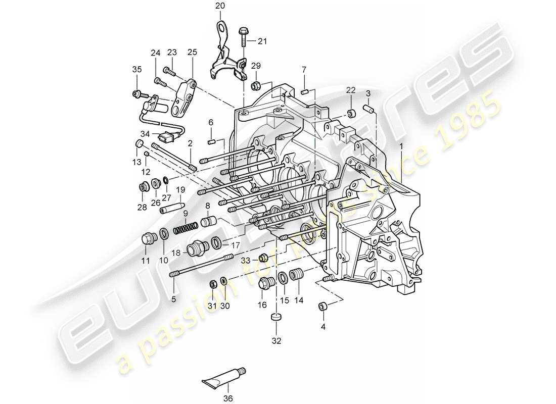 porsche 2009 997-2 turbo / gt2 crankcase part diagram