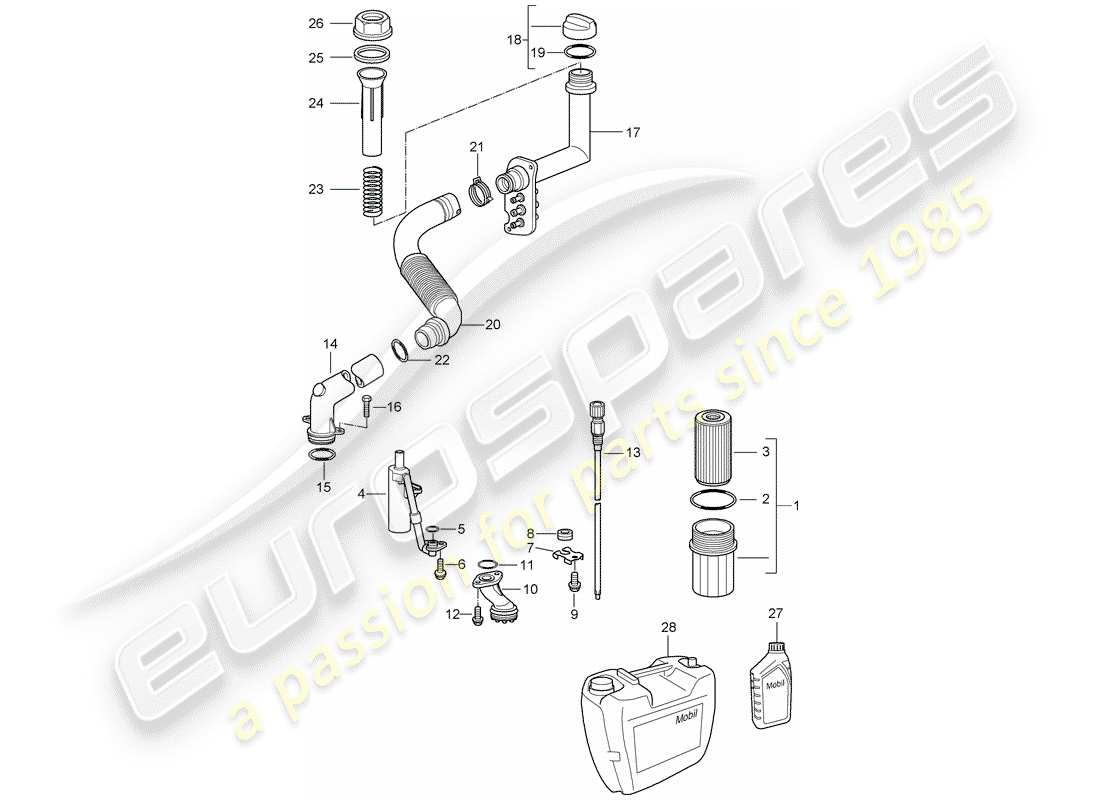 porsche boxster 987 (2005) engine lubrication part diagram