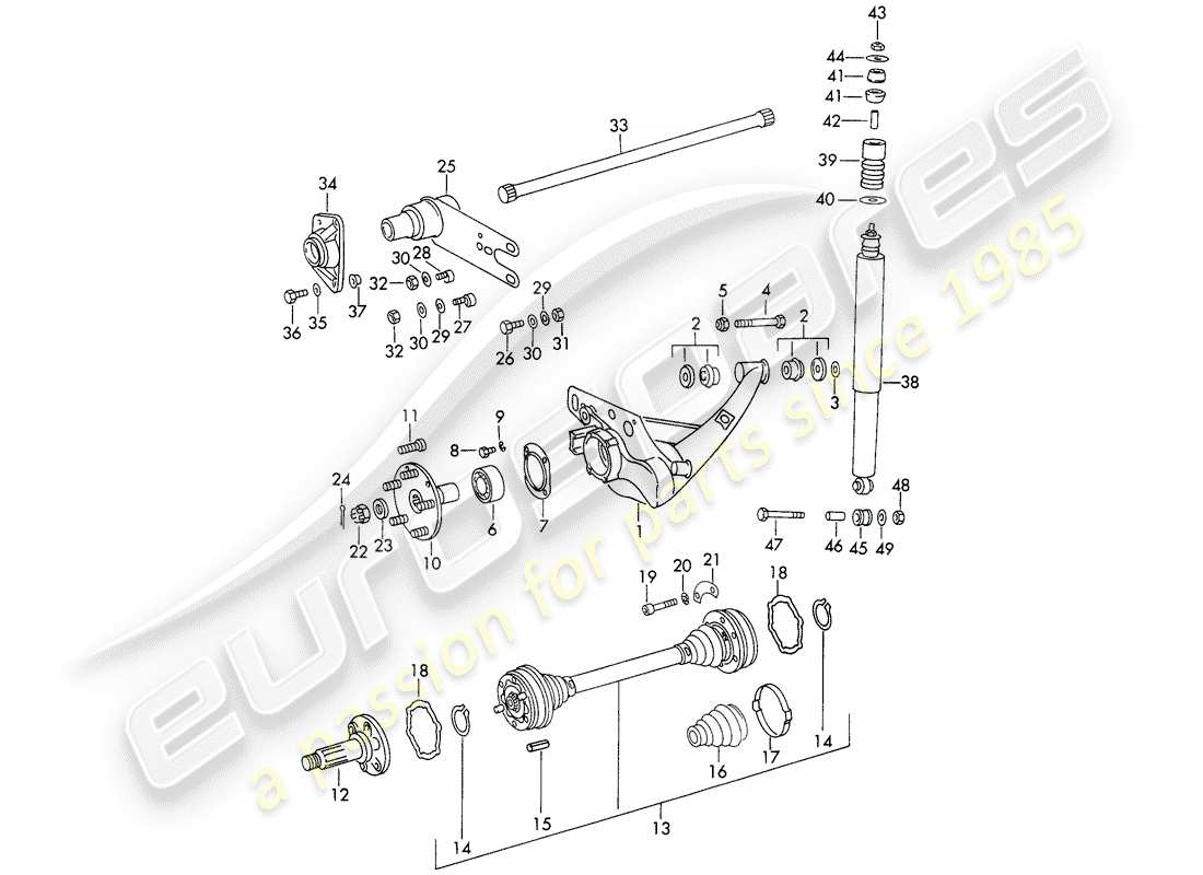 porsche 1966 (911/912) rear axle - d - mj 1969>> - mj 1969 part diagram