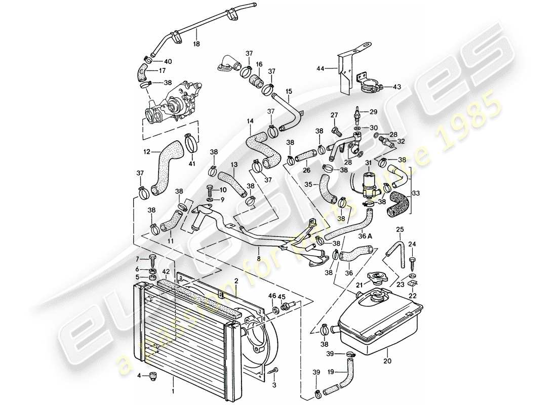 porsche 1989 (944) water cooling part diagram