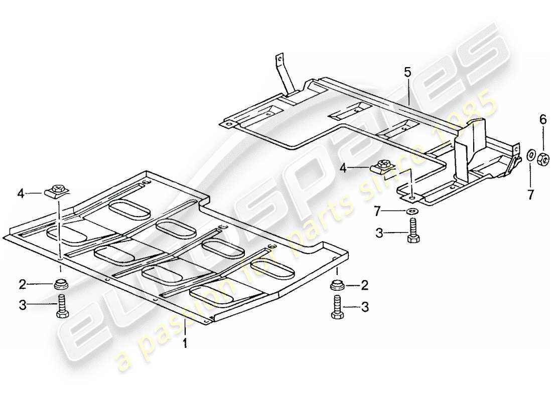 porsche 1989 (944) underside protection parts diagram