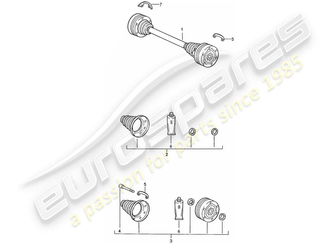 porsche 1989 (944) drive shaft parts diagram