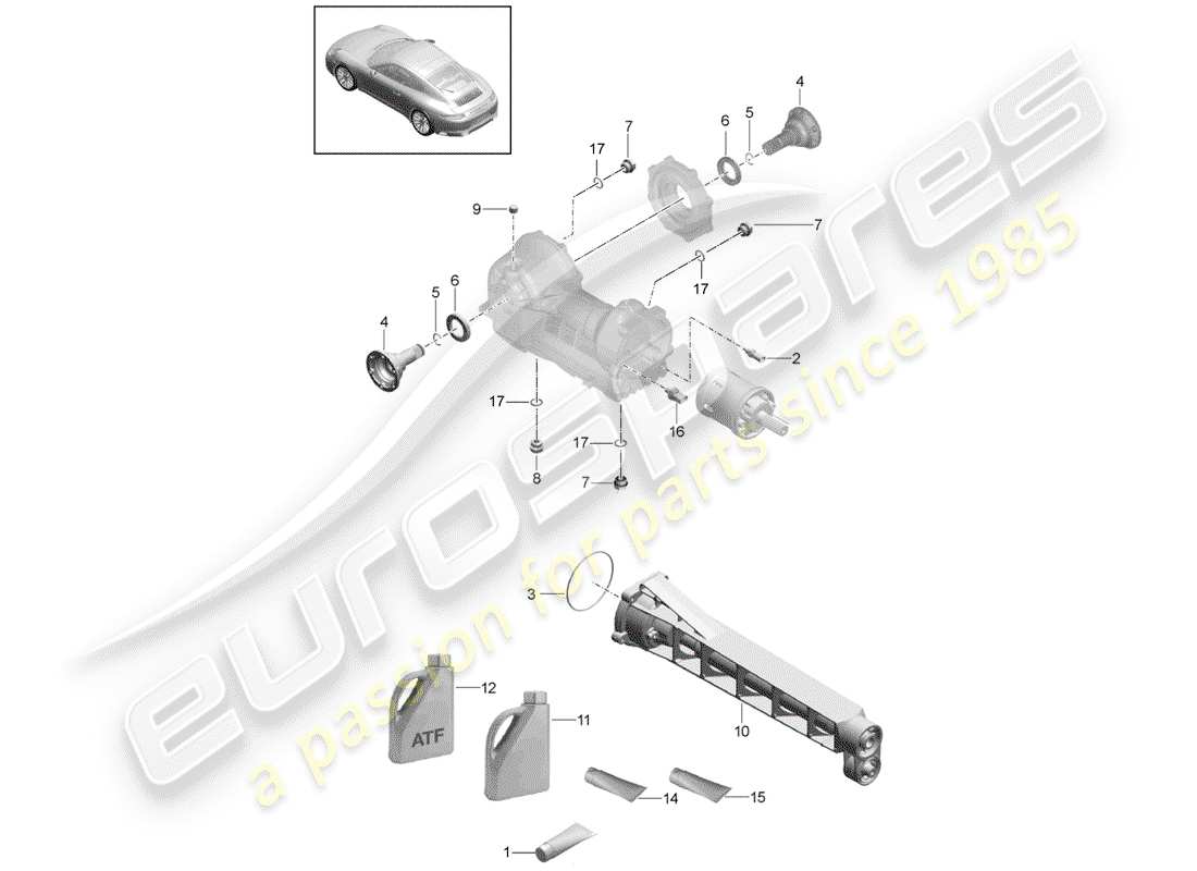 porsche 2018 (991-2) front axle differential part diagram