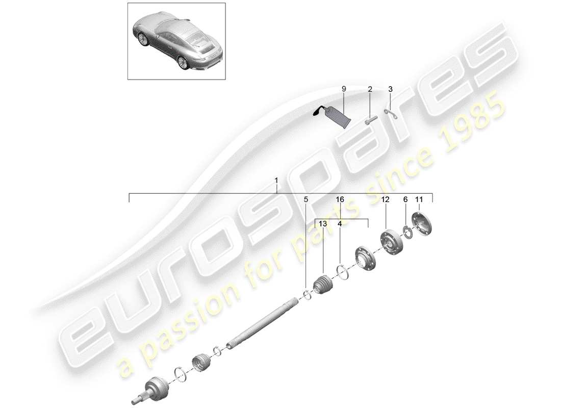 porsche 2020 (991-2) drive shaft part diagram