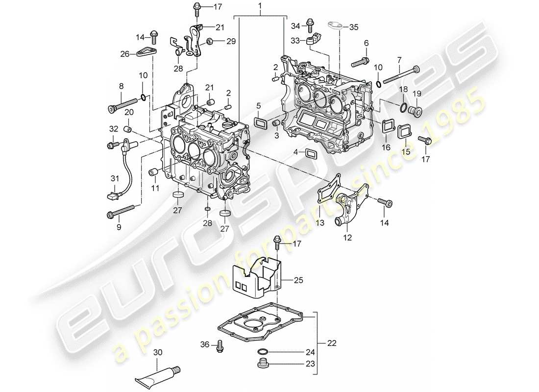 porsche 2007 (987 boxster) crankcase part diagram