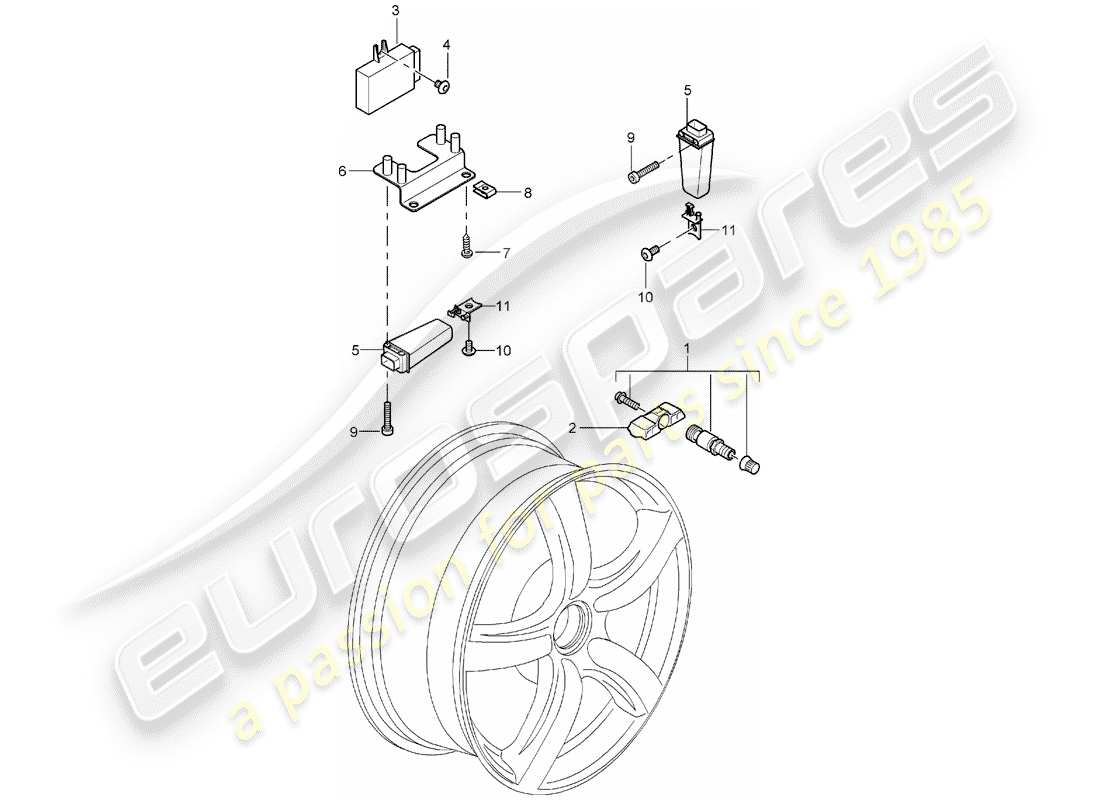 porsche 2004 (carrera gt) tire pressure control system parts diagram