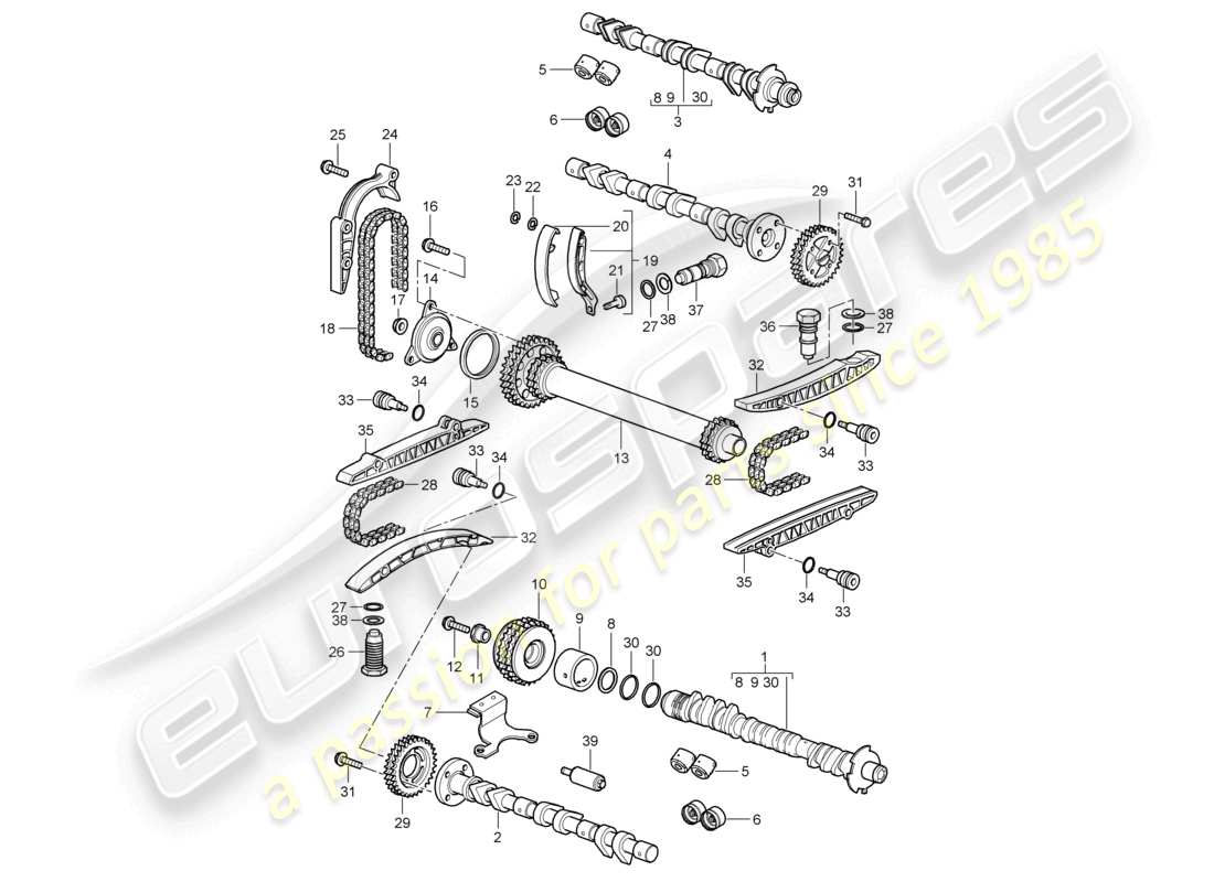 porsche 1998 (986 boxster) camshaft timing chain parts diagram