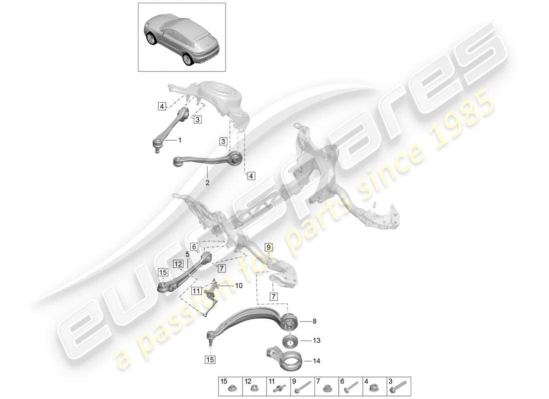 porsche 2019 (macan) track control arm part diagram