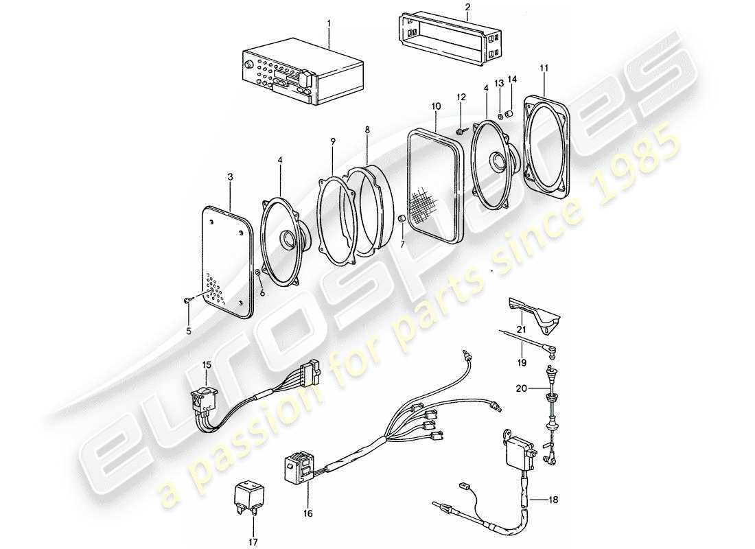 porsche 1991 (944) radio unit parts diagram