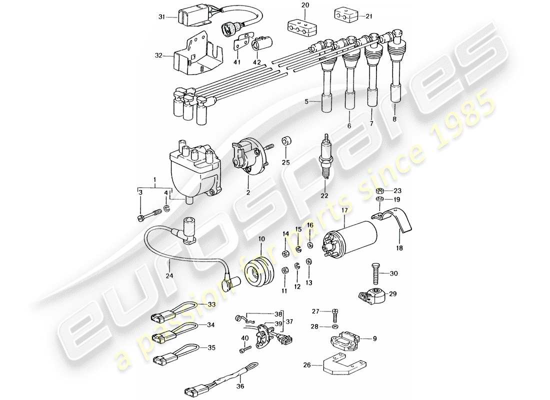 porsche 1991 (944) engine electrics 1 parts diagram