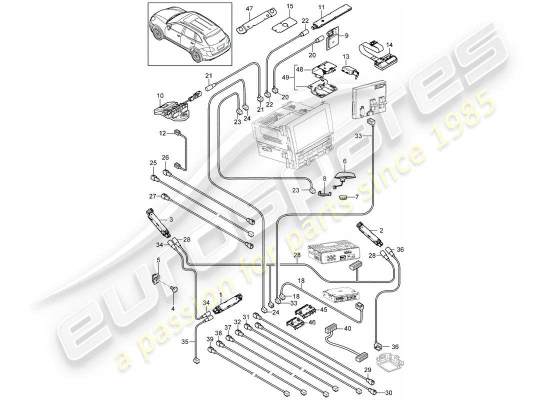 porsche 2011 (cayenne e2 92a) antenna booster part diagram