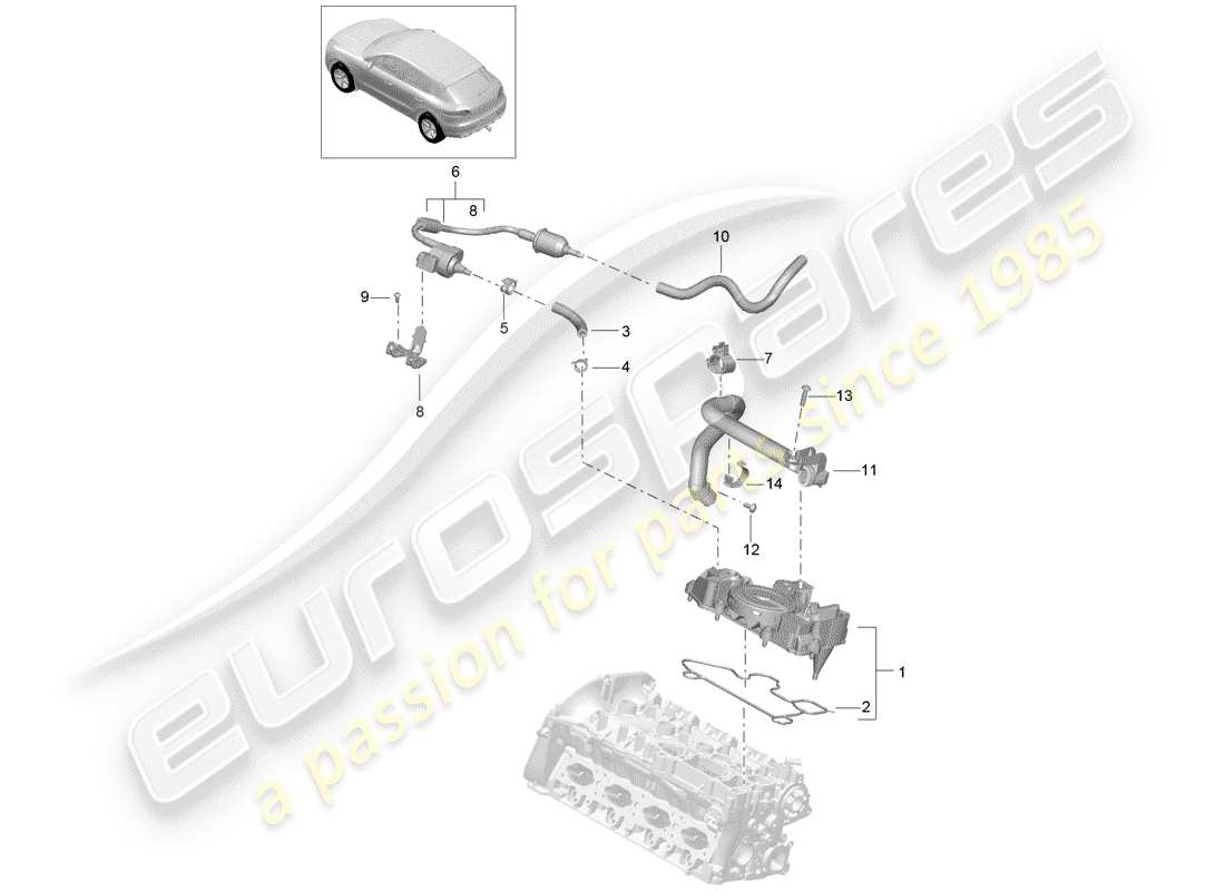 porsche 2015 (macan) oil separator part diagram