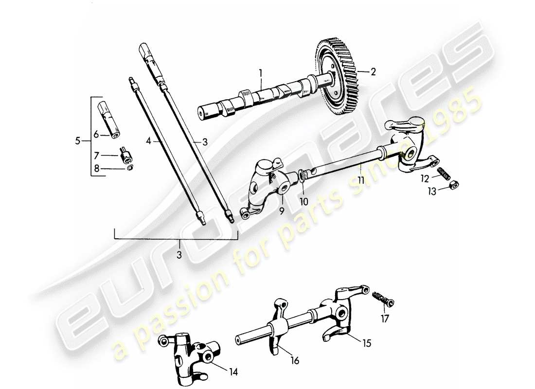 porsche 1954 (356/356a) camshaft - m >> 10 199 - m >> 21 780 - m >> 50 099 - m >> 21 999 - m >> 33 899 - m >> 40 999 part diagram