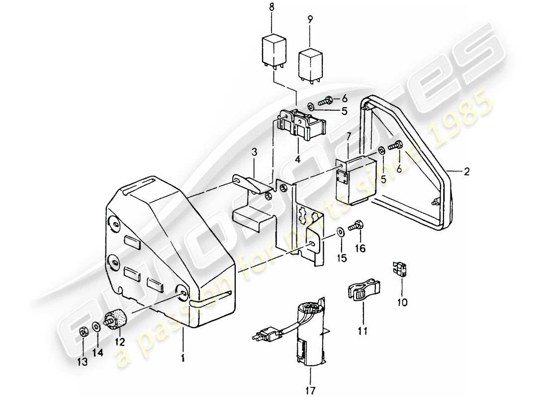 porsche 1990 (964) fuse box/relay plate - engine compartment parts diagram