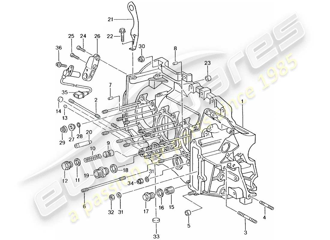 porsche 2003 (996 gt3) crankcase parts diagram