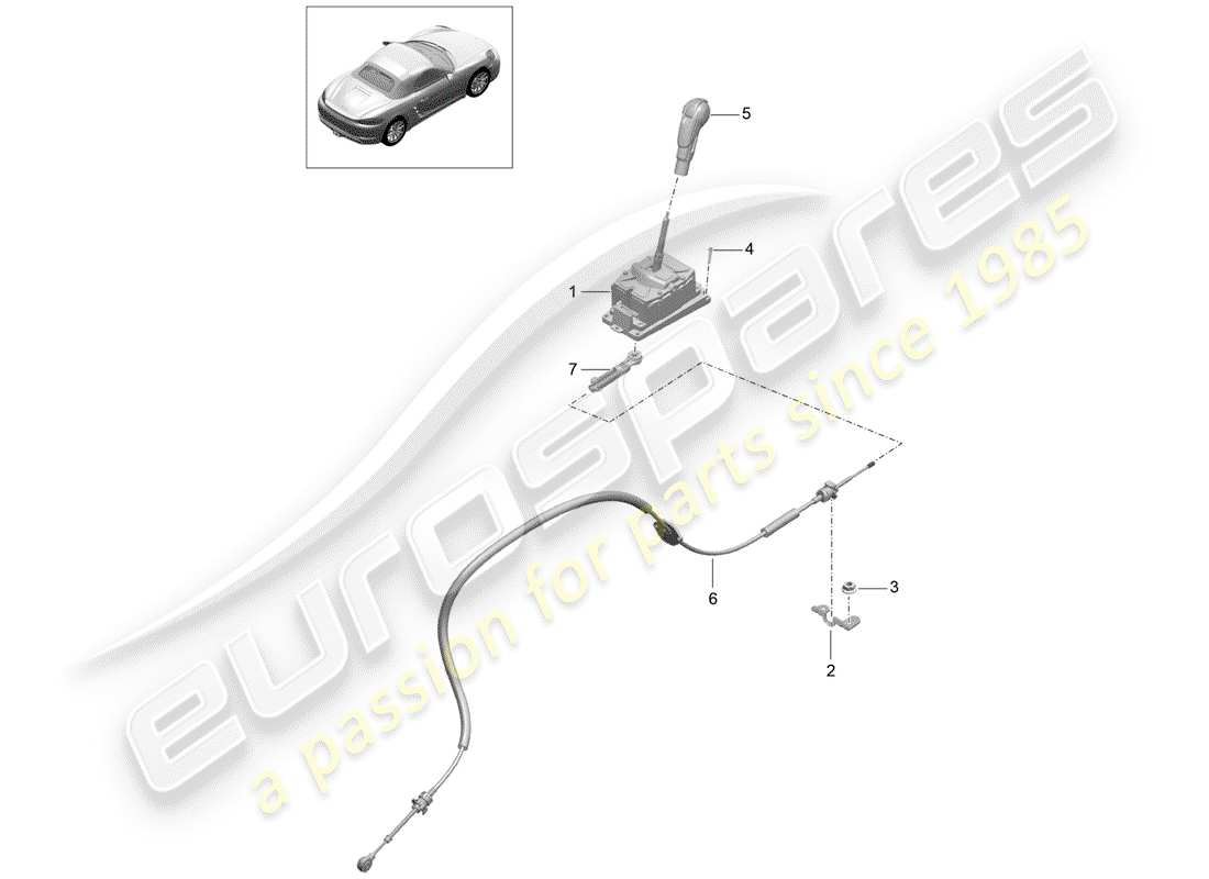 porsche 2019 (718 boxster) selector lever part diagram