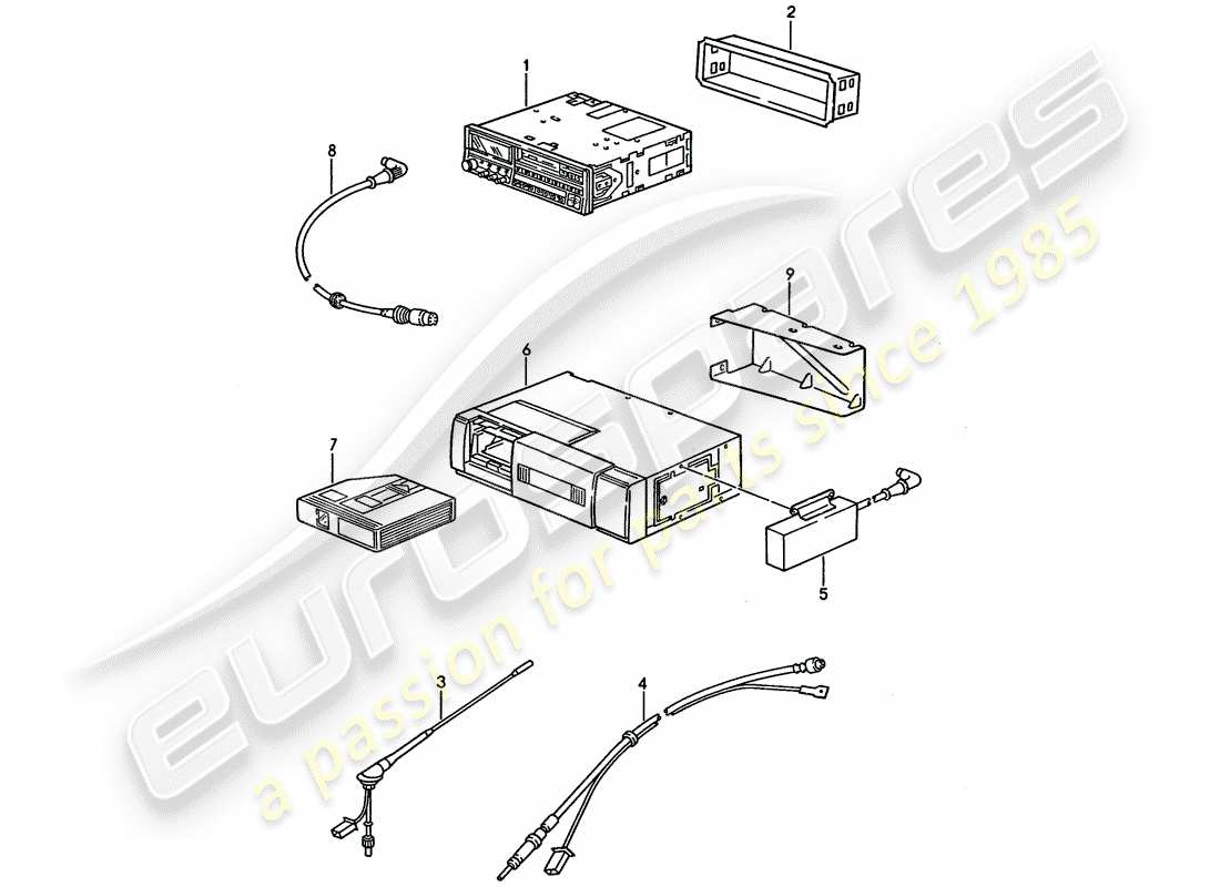porsche 1995 (928) radio unit - installation parts part diagram