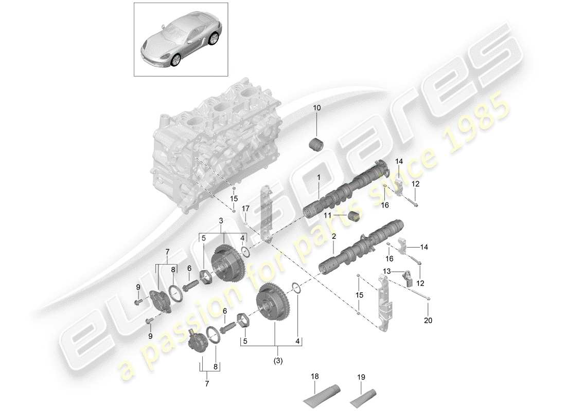 porsche 718 cayman (2018) camshaft parts diagram
