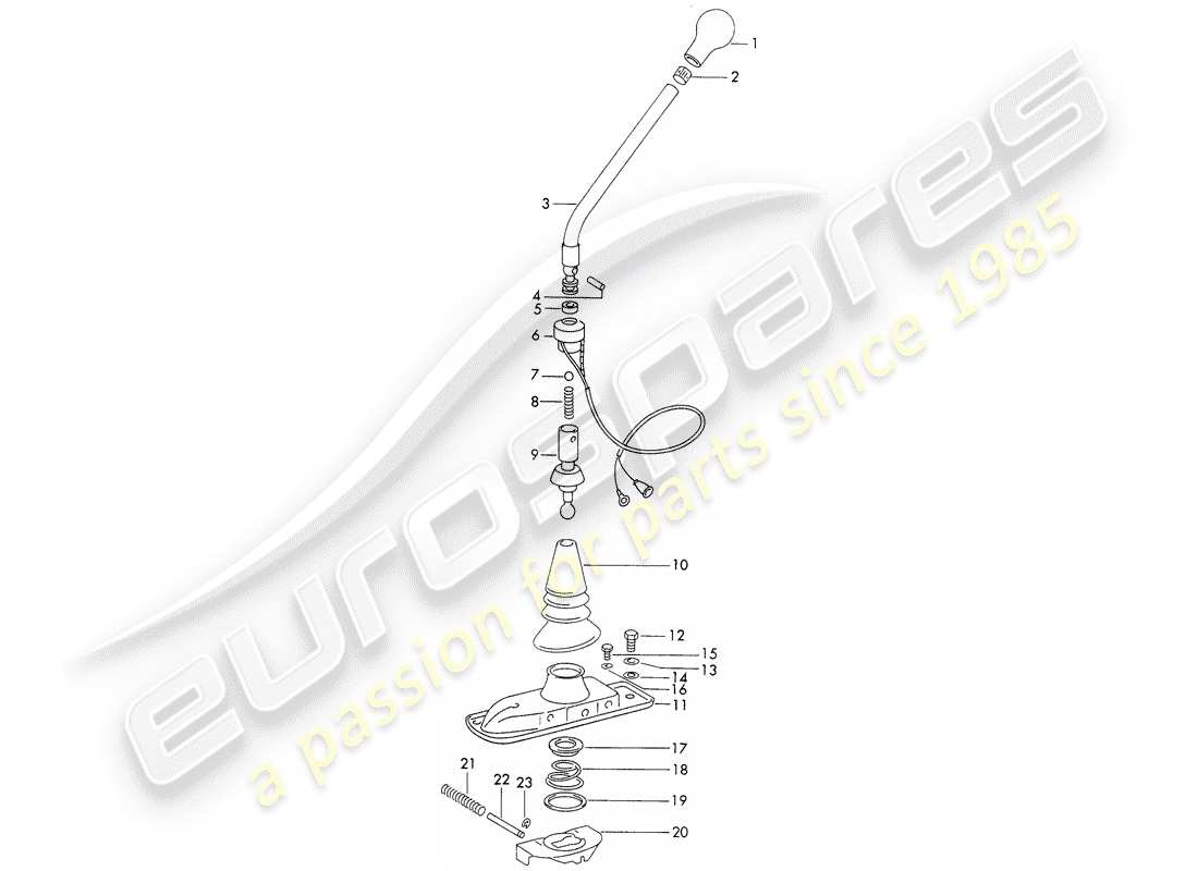 porsche 1972 (911) shift lever - sportomatic part diagram