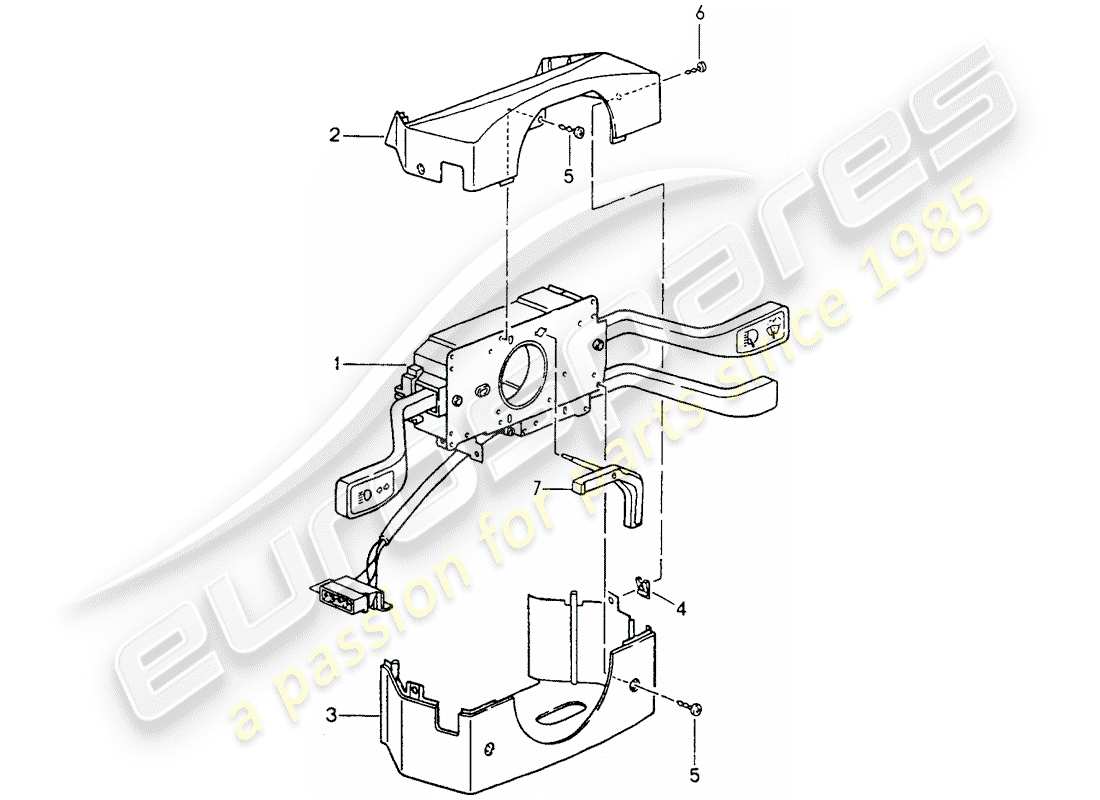 porsche 1990 (964) steering column switch part diagram