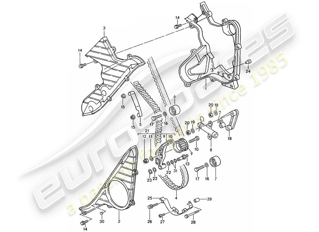 porsche 1995 (968) driving mechanism - camshaft part diagram