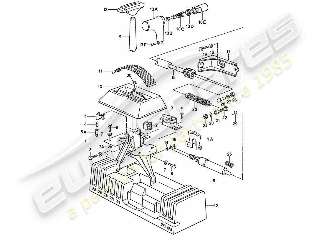 porsche 1982 (924) shift mechanism - automatic transmission part diagram