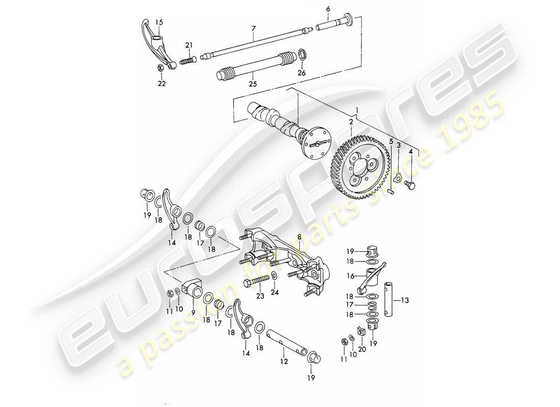 porsche 1967 (911/912) camshaft part diagram