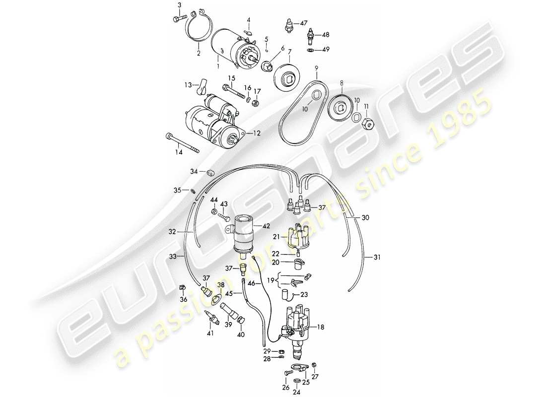 porsche 1966 (911/912) engine electrics part diagram