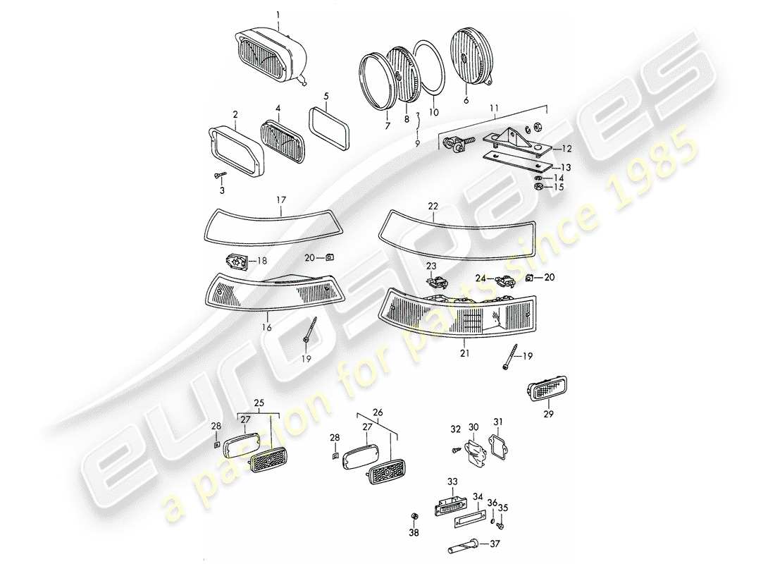 porsche 1966 (911/912) lighting part diagram