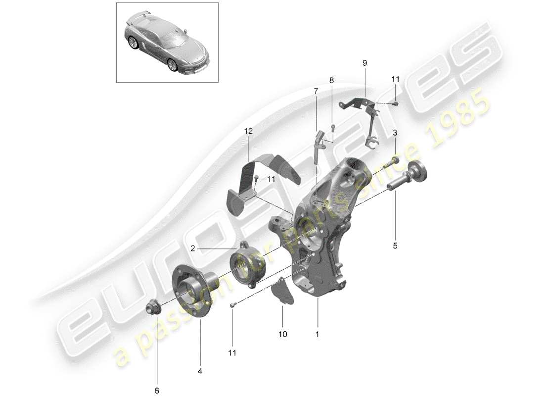 porsche 2016 (981 cayman gt4) wheel carrier part diagram