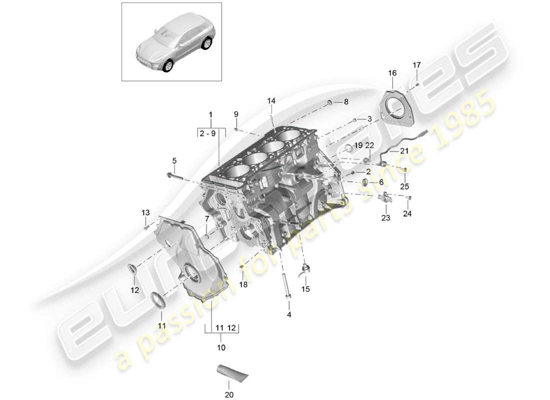 porsche 2016 (macan) crankcase part diagram