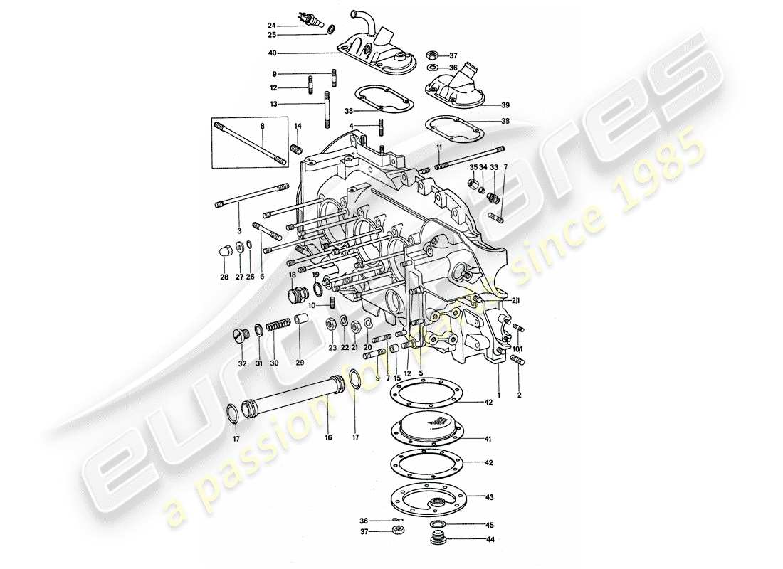 porsche 1974 (911) crankcase - repair set for maintenance - see illustration: part diagram