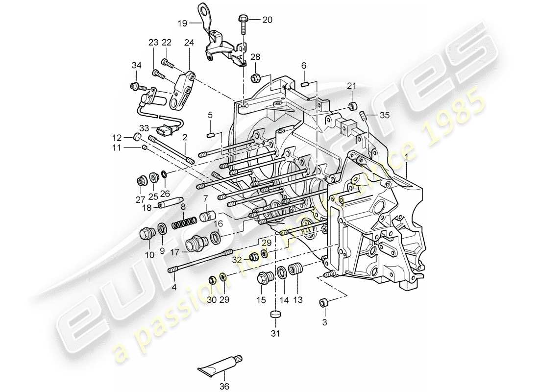 porsche 2008 (997-1 gt3) crankcase part diagram