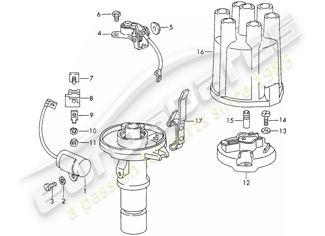 porsche 1966 (911/912) repair material - distributor part diagram
