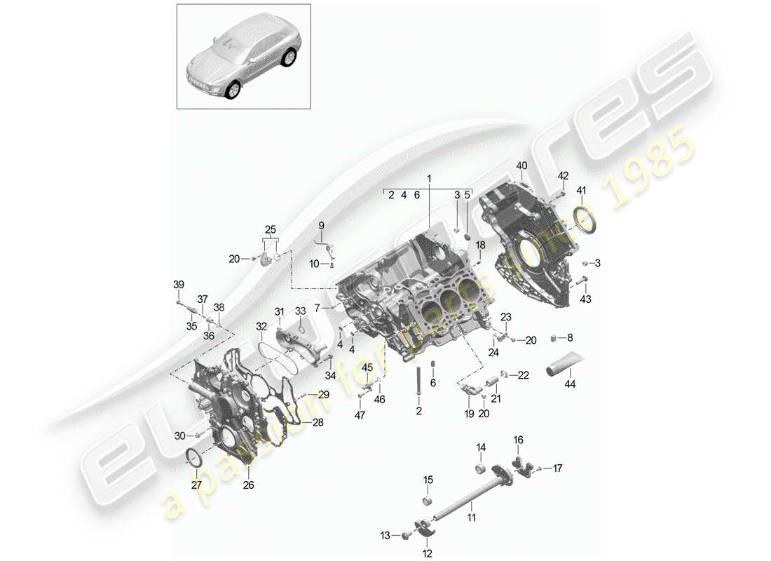 porsche 2015 (macan) crankcase part diagram