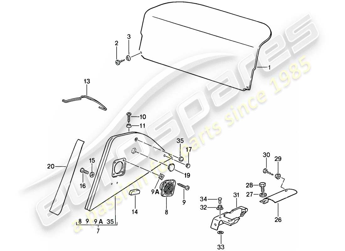 porsche 1989 (911) interior equipment part diagram