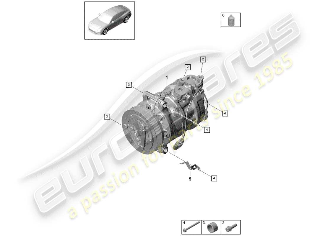 porsche panamera 971 (2018) compressor part diagram