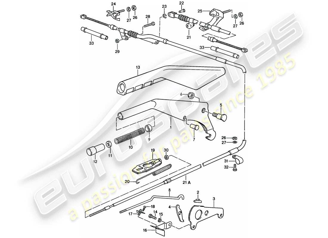 porsche 1981 (928) actuator - handbrake part diagram