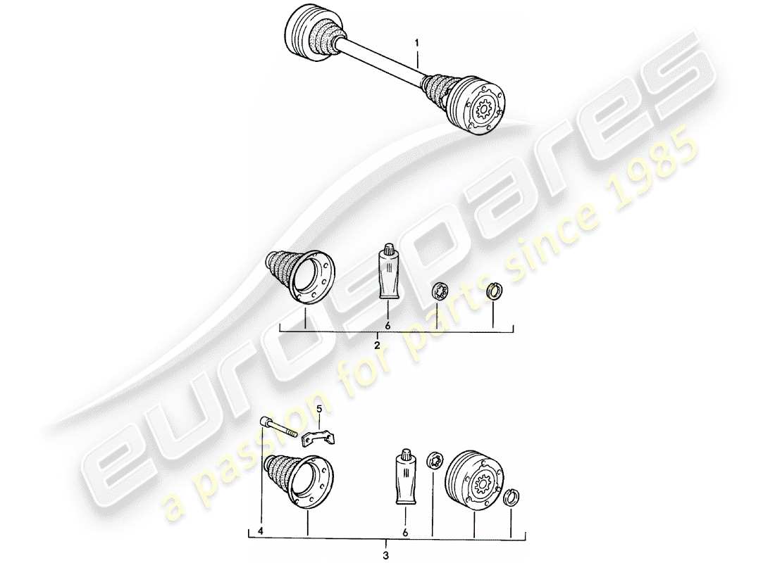 porsche 1982 (924) drive shaft part diagram